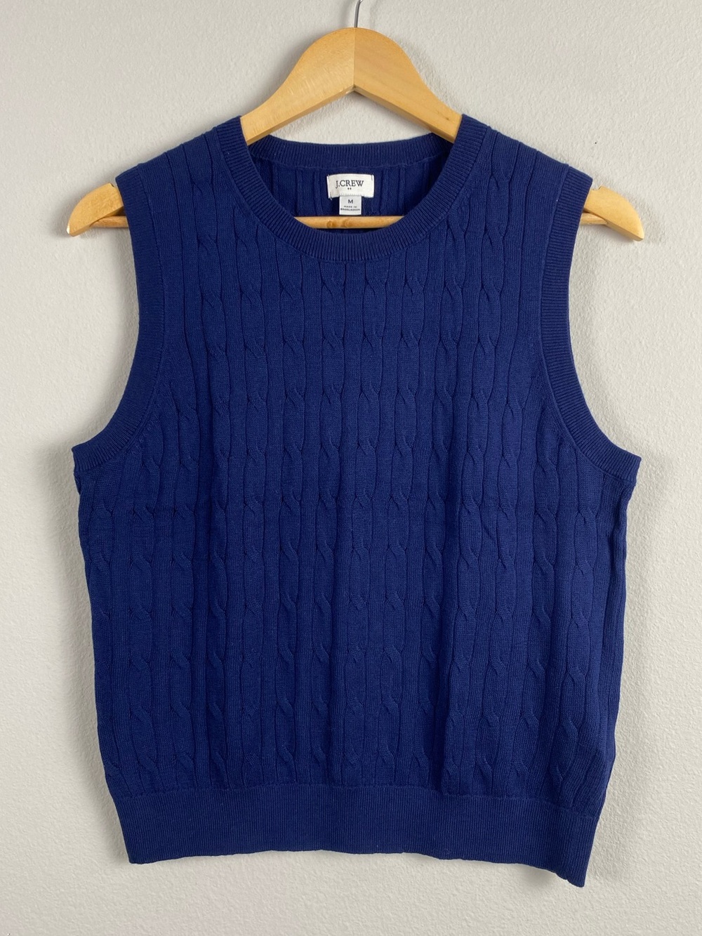 J. Crew Factory Cotton Cable Sweater Knit Shell Tank Top | Antique Navy